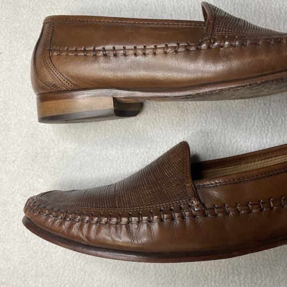 Florsheim Bio Comfort 12046 Men’s 11.5 D Brown Lizard Grain Leather Loafers Vtg main image 4